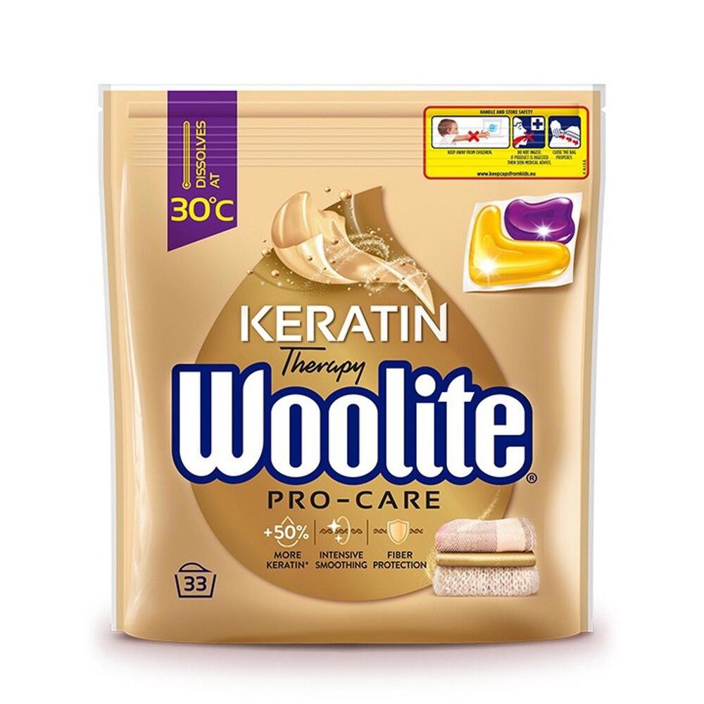 Woolite Capsules PRO CARE with Keratin 1 bag/ 33 washes -Made in Europe